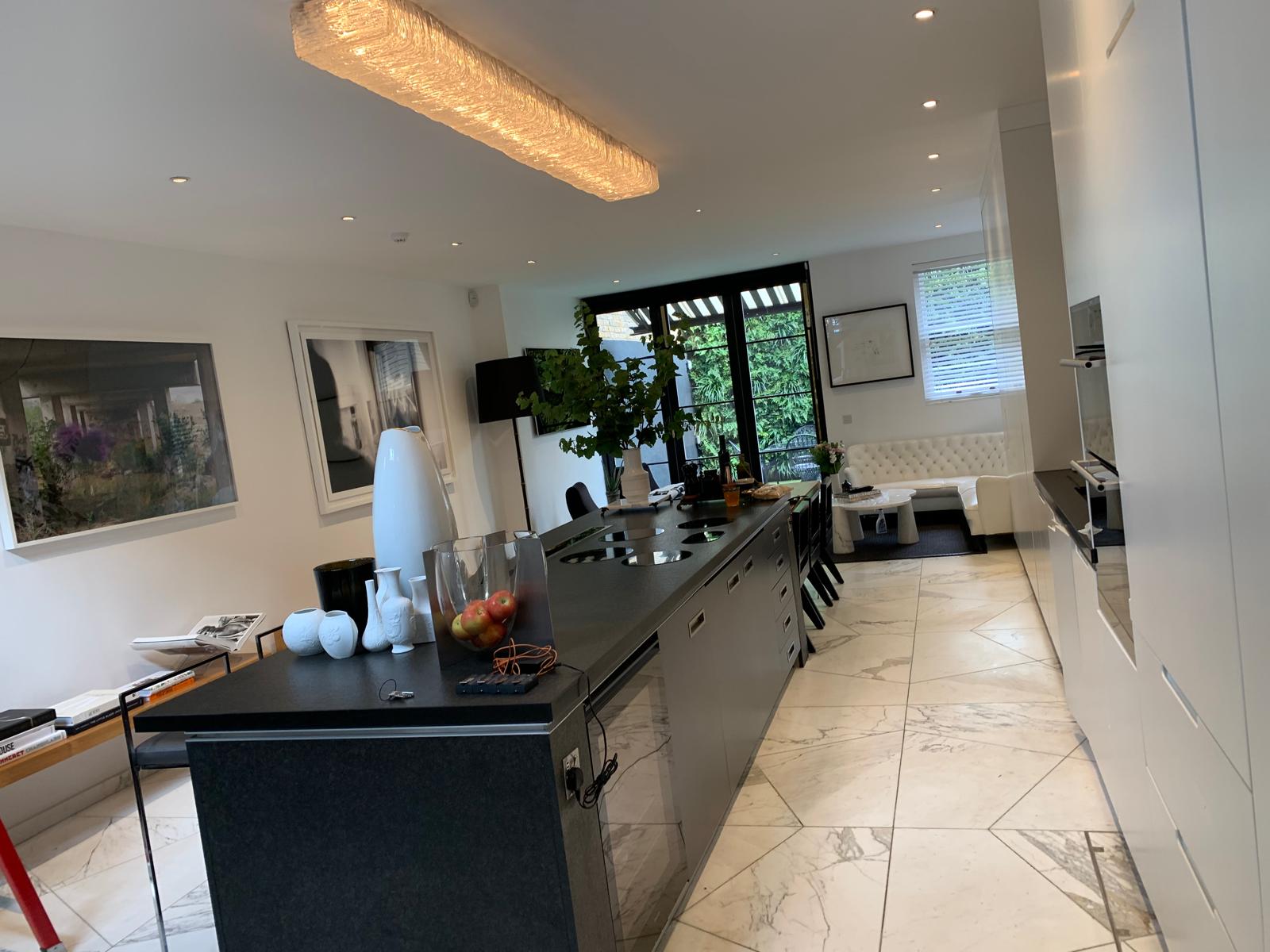 Ledbury Road open-plan kitchen with marble floor